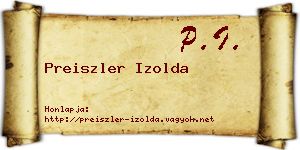 Preiszler Izolda névjegykártya